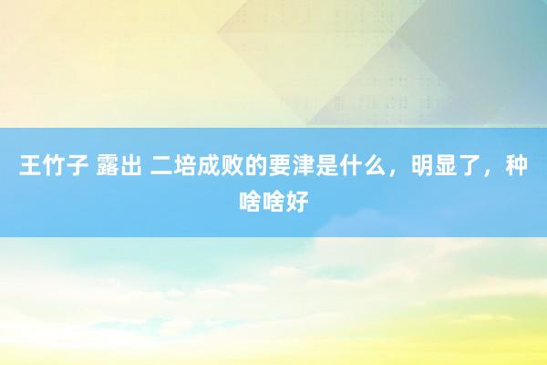 王竹子 露出 二培成败的要津是什么，明显了，种啥啥好