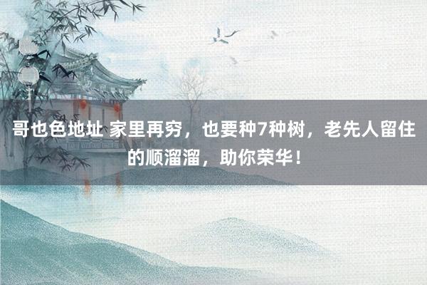 哥也色地址 家里再穷，也要种7种树，老先人留住的顺溜溜，助你荣华！