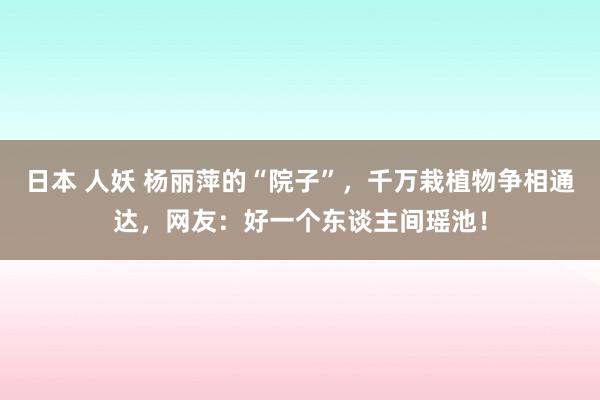 日本 人妖 杨丽萍的“院子”，千万栽植物争相通达，网友：好一个东谈主间瑶池！