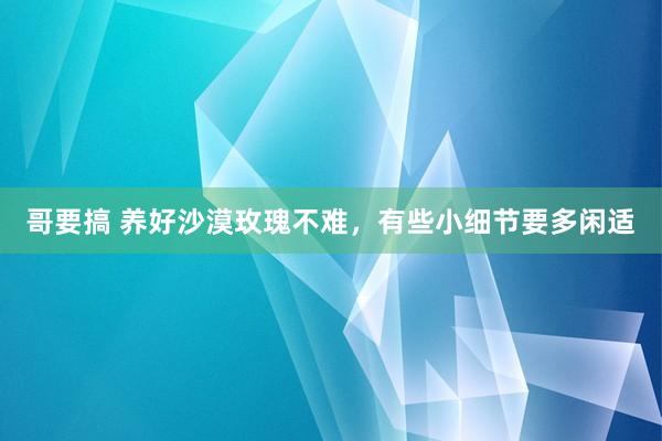 哥要搞 养好沙漠玫瑰不难，有些小细节要多闲适