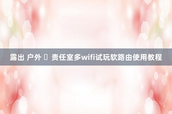 露出 户外 ​责任室多wifi试玩软路由使用教程