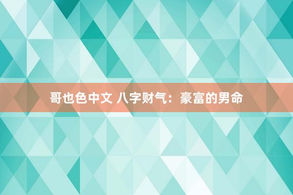 哥也色中文 八字财气：豪富的男命